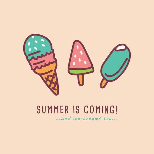 Llega el verano con diseño de helado vector