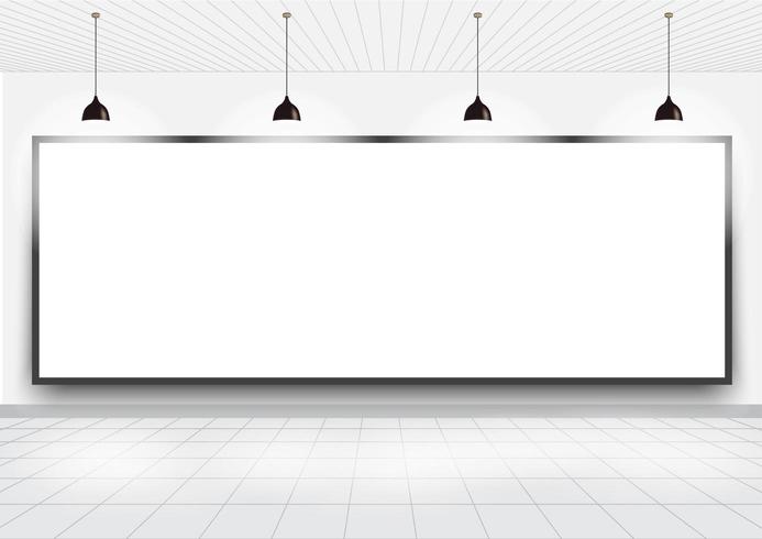 Blank billboard in modern interior hall. vector