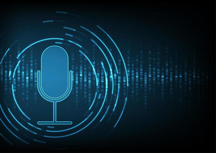 Microphone on digital data background vector