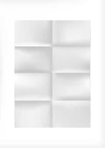 White sheet of paper folded in eight. vector