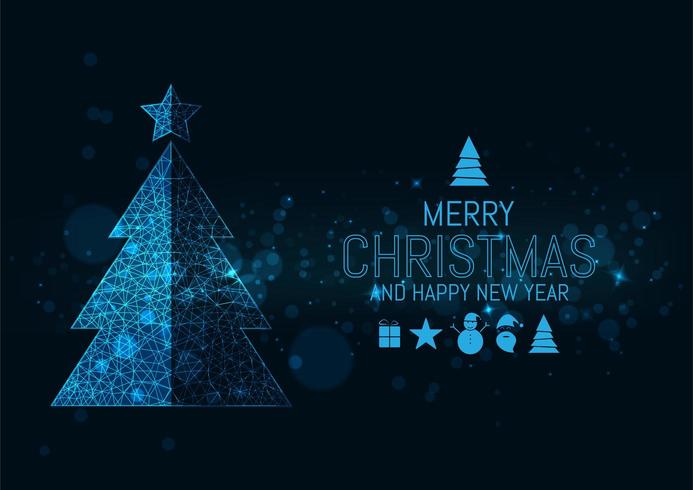 christmas tree in low poly line style vector