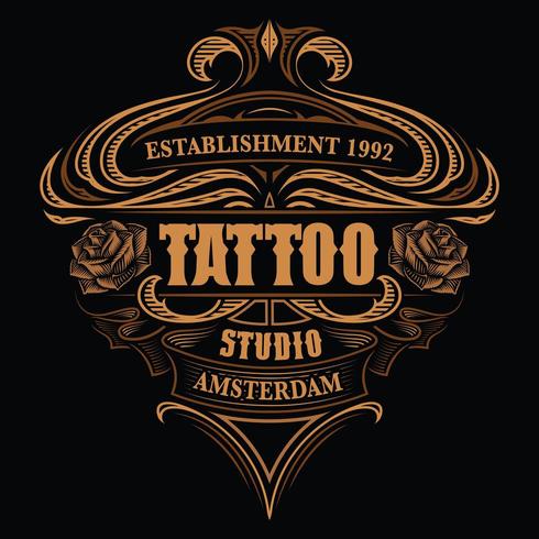 Logo vintage para el estudio de tatuajes vector