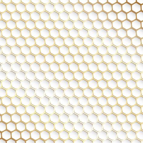 Decorative gold and white hexagonal pattern background vector