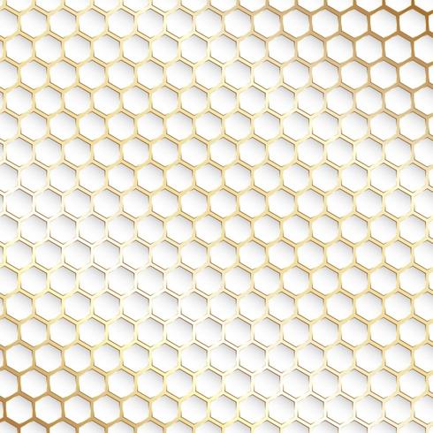 Fondo decorativo de oro y blanco hexagonal vector