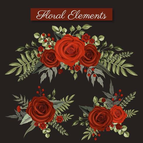 Red Rose Floral Elements vector