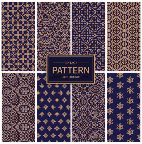 Gold and Blue Vintage Pattern Collection vector