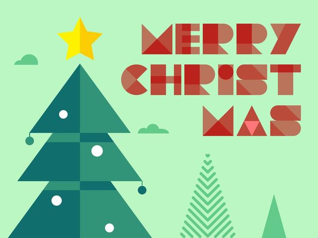 Christmas tree retro greeting  vector