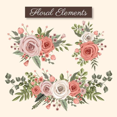 Pink and Beige Floral Elements vector