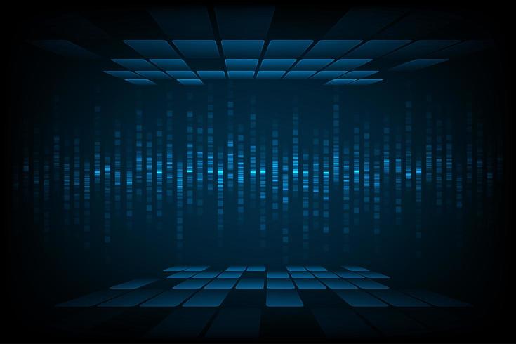technology sound wave image with tiles on top and bottom vector