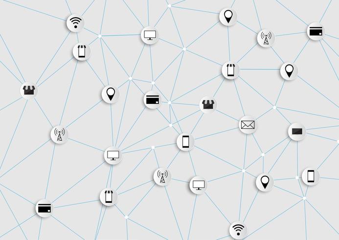 Connected symbols for digital, connect, communicate, social media and global concepts vector