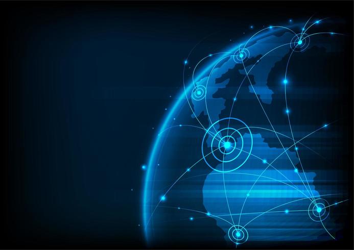 World map with points and lines vector