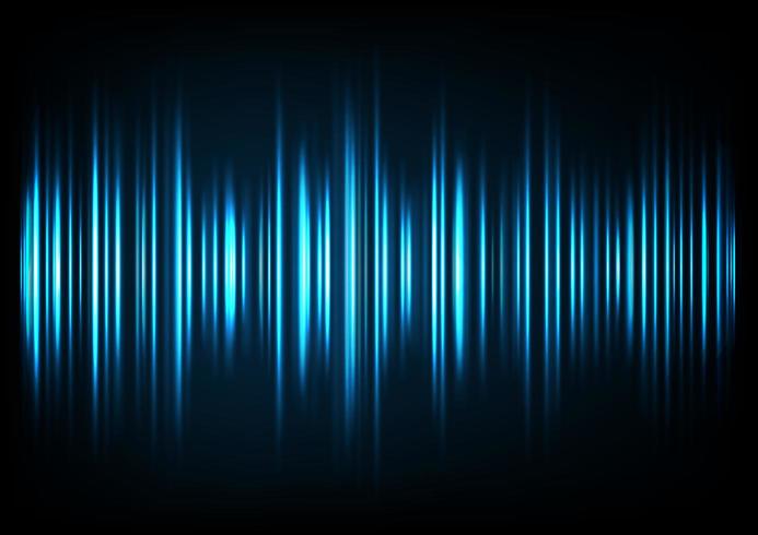 Blue music sound waves. Audio technology, musical pulse. vector