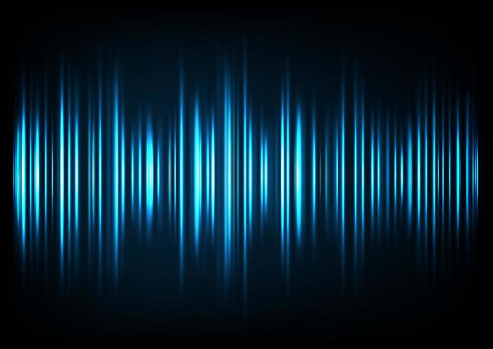 Blue music sound waves. Audio technology, musical pulse. vector