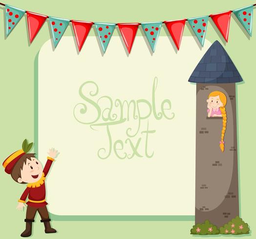 Border design with prince and princess vector
