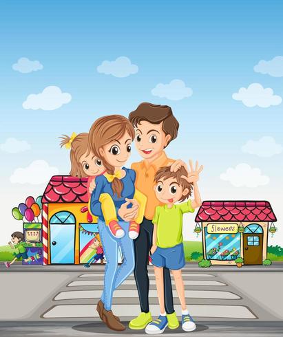 A family at the pedestrian lane vector