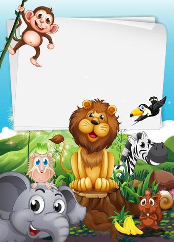 Border design with wild animals vector