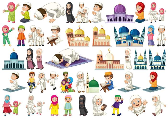 Set of muslim characters vector