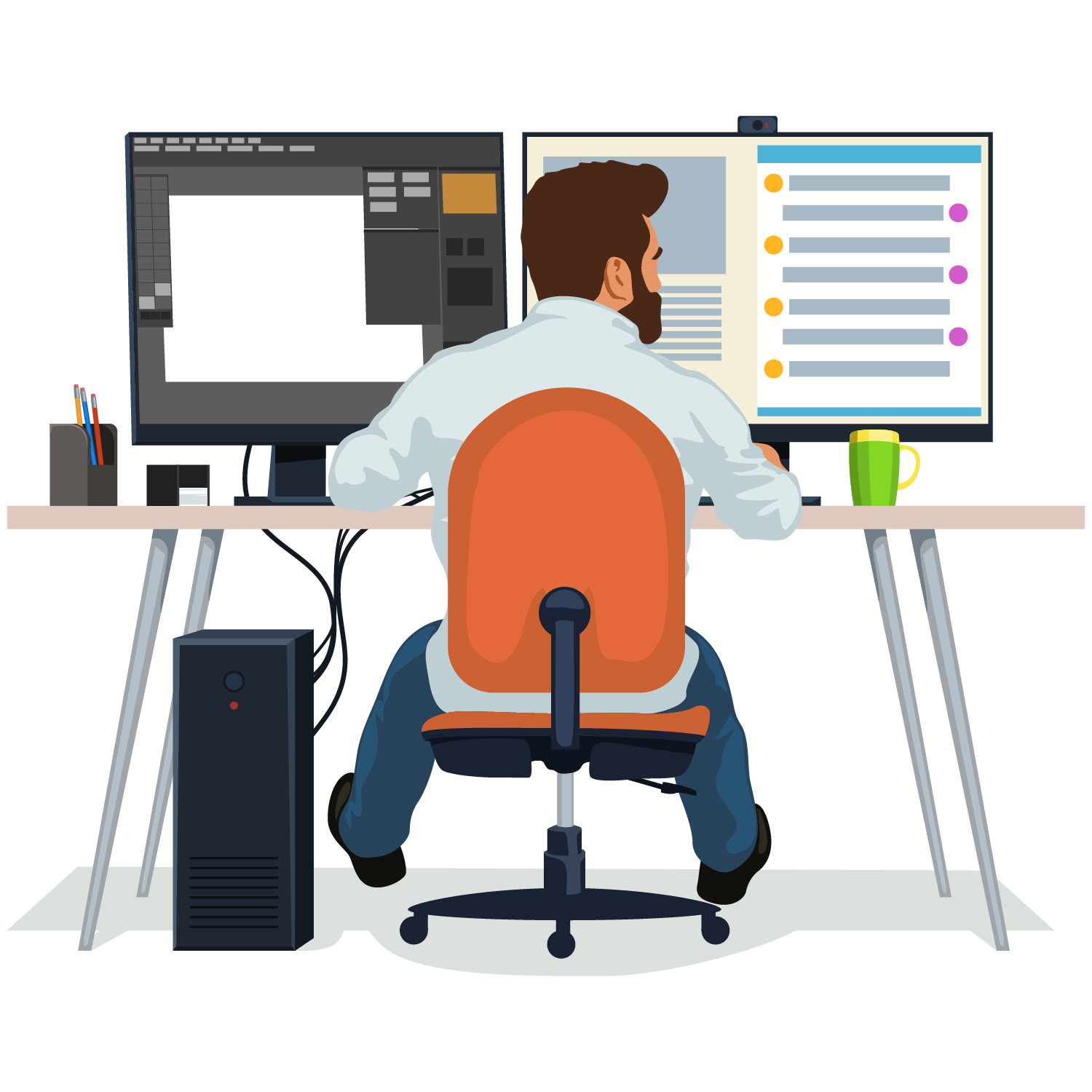 A Man Is Working In His Office Download Free Vectors, Clipart