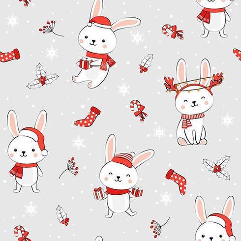 Christmas seamless pattern with bunny vector