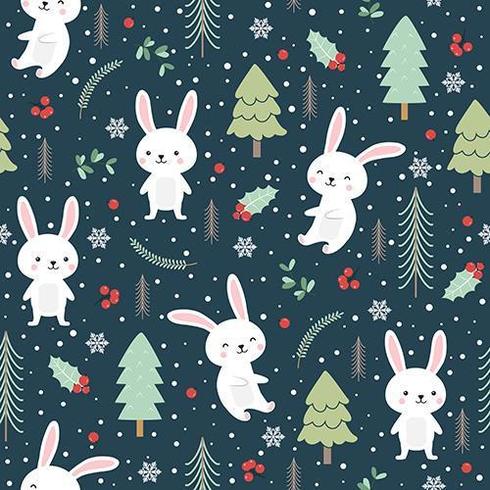 Christmas seamless pattern with bunny vector