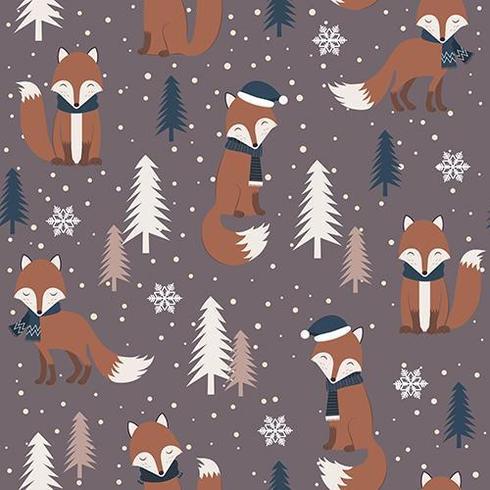 Christmas seamless pattern with warm fox vector