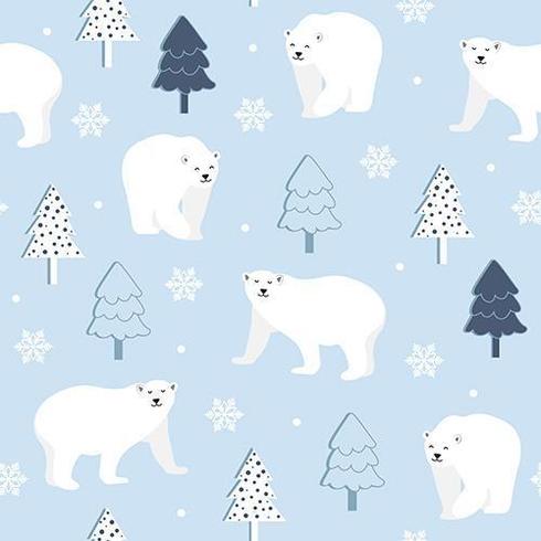 Winter seamless pattern with polar bear vector