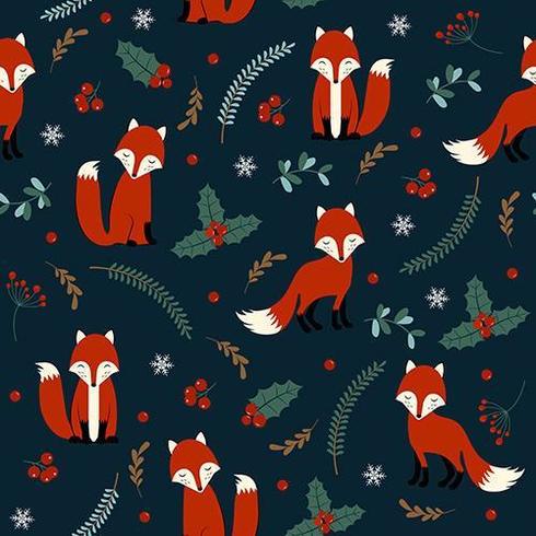 Christmas seamless pattern with fox vector