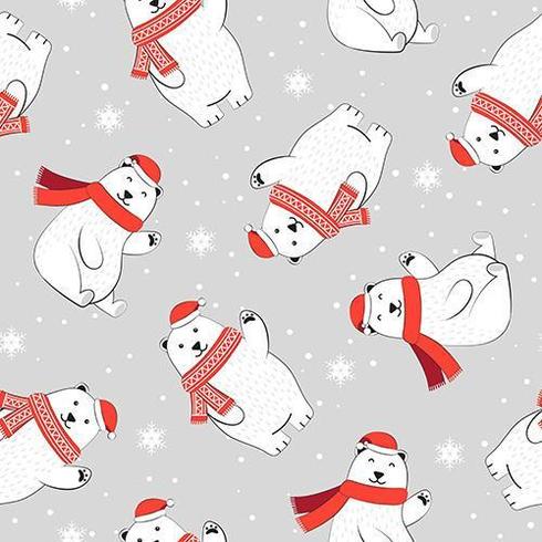 Christmas seamless pattern with polar bear and scarf vector