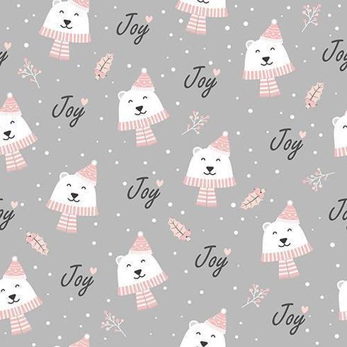 Christmas joy seamless pattern with polar bear vector