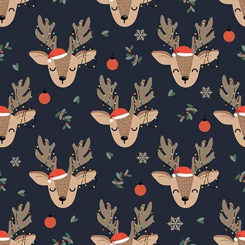 Christmas Lights Deer seamless pattern with reindeer vector