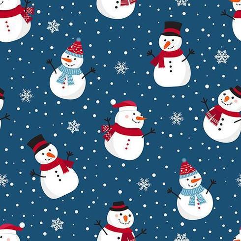 Christmas snow seamless pattern with snowman vector