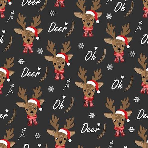 Oh Deer Christmas seamless pattern with reindeer vector