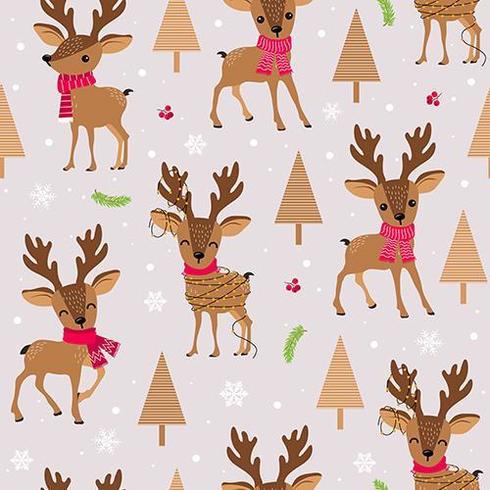 Christmas reindeer with scarf seamless pattern  vector