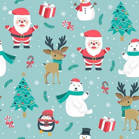 Christmas seamless pattern with santa and reindeer vector