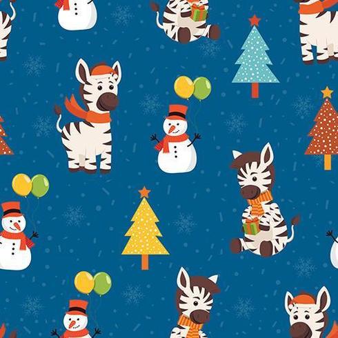 Winter Zebra Christmas seamless pattern vector