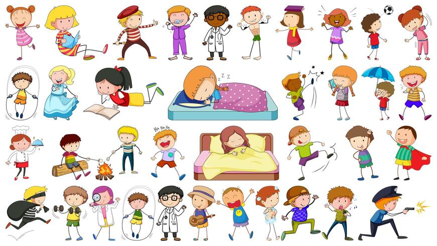 Set of doodle characters vector