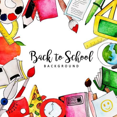 Watercolor Back To School Background vector