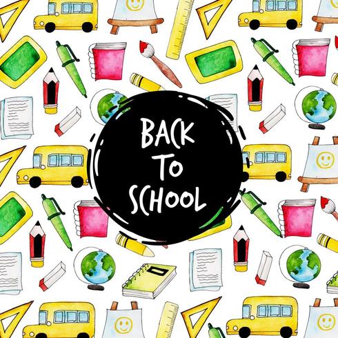 Watercolor Back To School Pattern vector