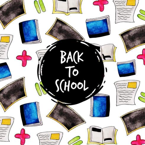 Watercolor Back To School Pattern  vector