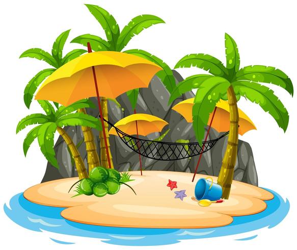 Island beach with hammock vector