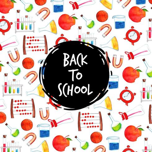 Watercolor Back To School Pattern Background vector