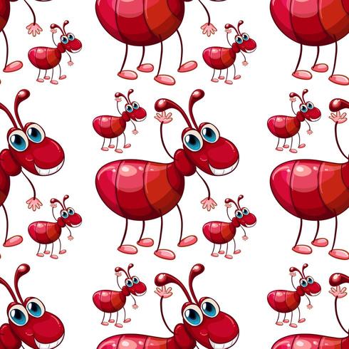 Dibujos animados de azulejos de patrones sin fisuras con hormiga vector
