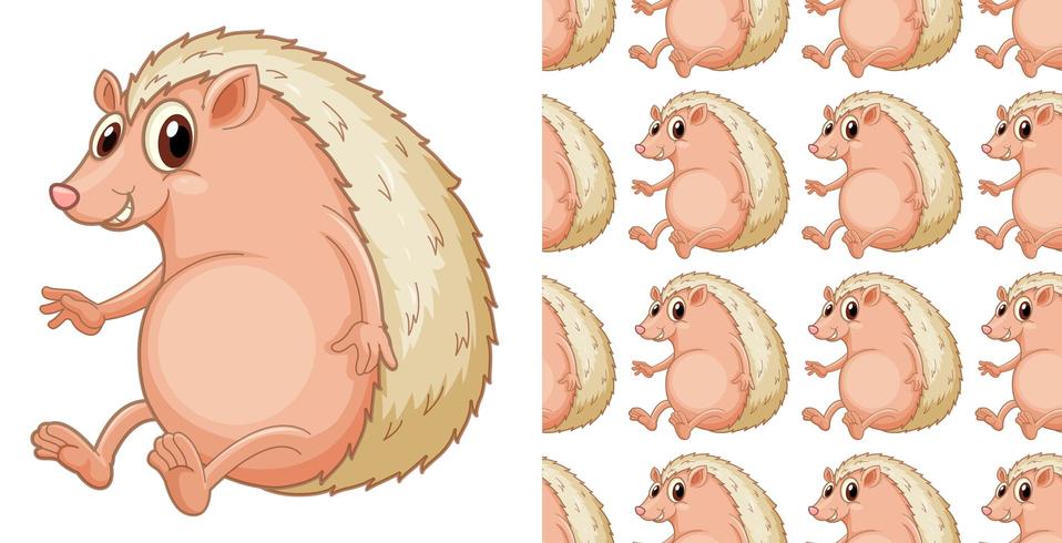 Seamless and isolated hedgehog pattern cartoon vector