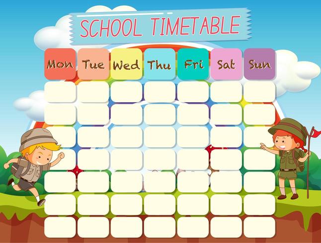 Timetable school planning with scouts vector