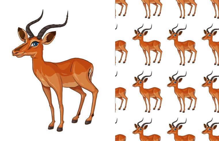 Seamless and isolated gazelle pattern vector