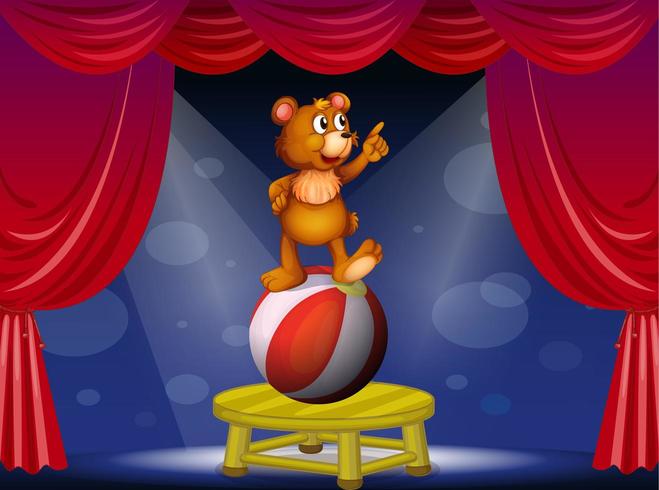 A bear standing on ball at the circus show vector