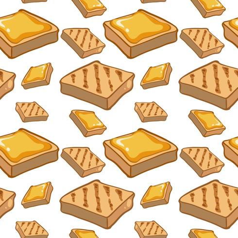 Seamless pattern tile cartoon with bread and butter food vector