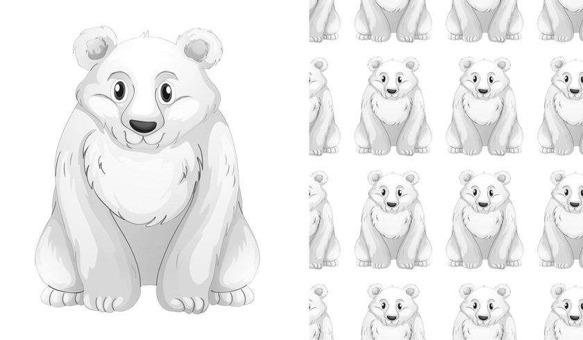 Seamless and isolated polar bear pattern vector