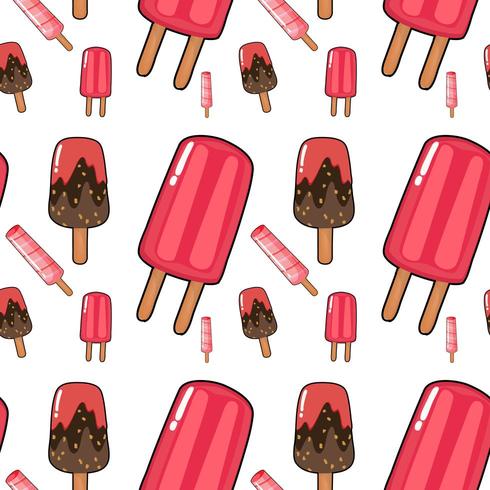 Dibujos animados de azulejos de patrones sin fisuras con helados vector