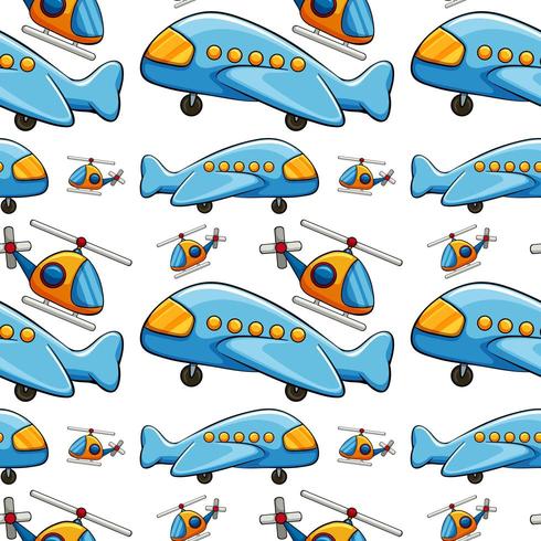Seamless pattern tile cartoon with toy plane vector